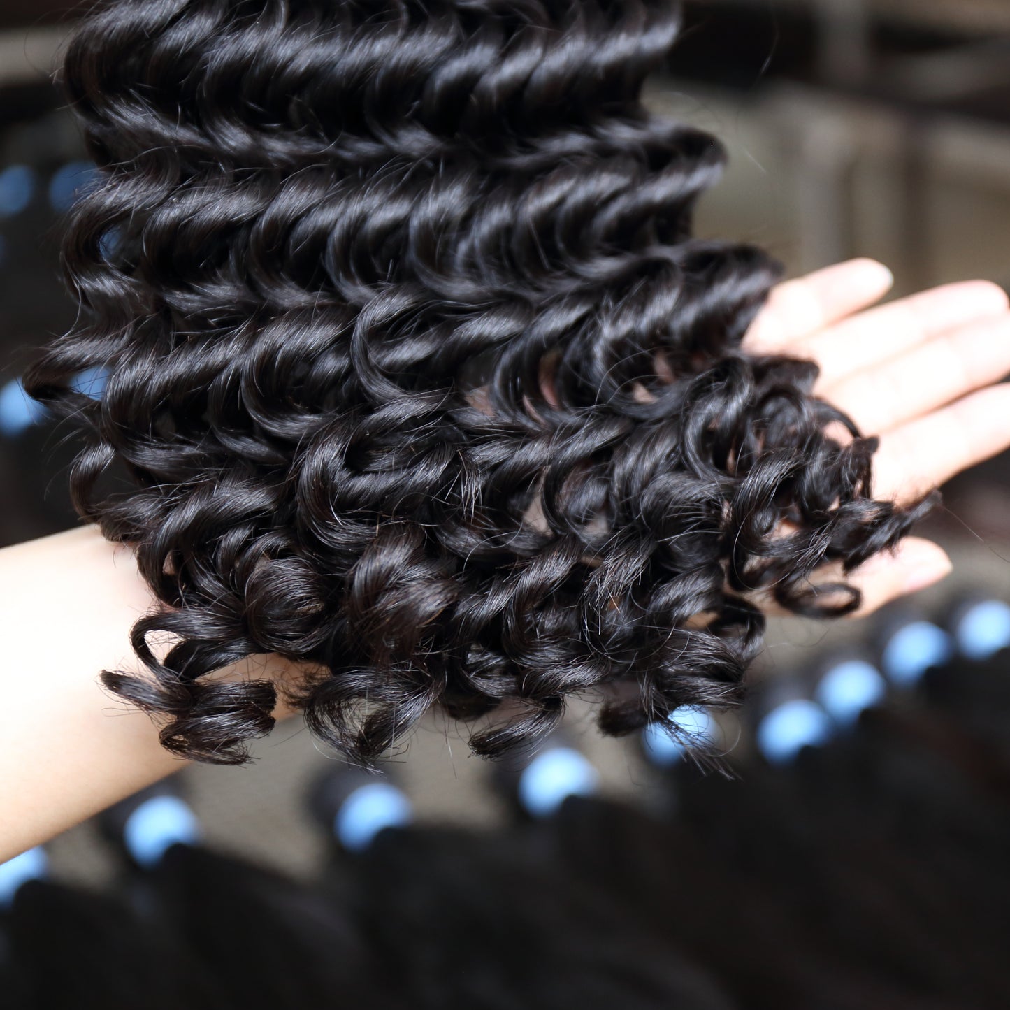 Blue Rubber Band 100% Unprocessed Brazilian Virgin Deep Wave Hair Bundle