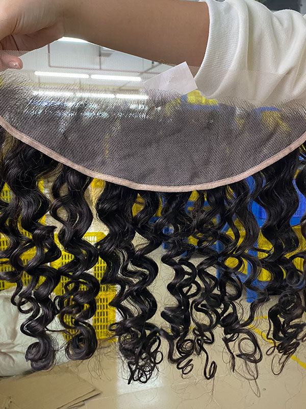13X4 HD Lace Frontal 100% Brazilian Human Deep Wave Hair —Pre Plucked