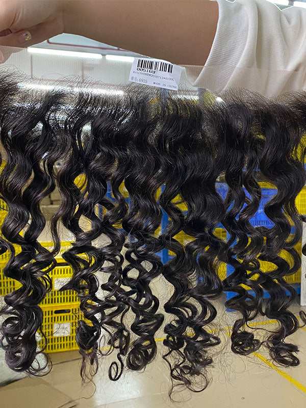 13X4 HD Lace Frontal 100% Brazilian Human Deep Wave Hair —Pre Plucked