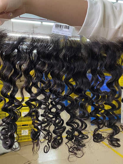 13X4 HD Lace Frontal 100% Brazilian Human Deep Wave Hair —Pre Plucked