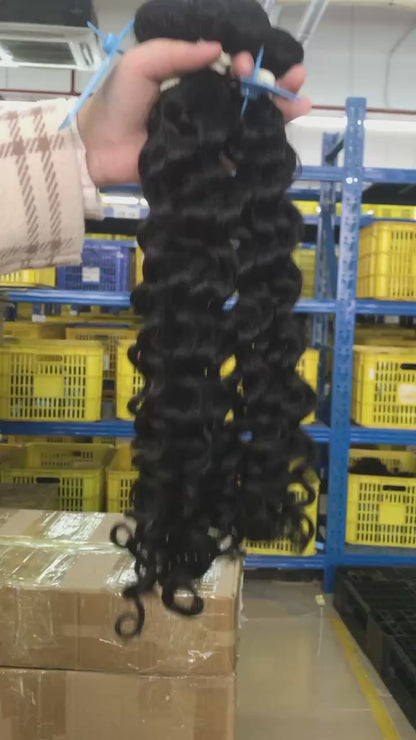 חבילות שיער בתולה פרואני עמוק גל 100% אמיתי ולא מעובד